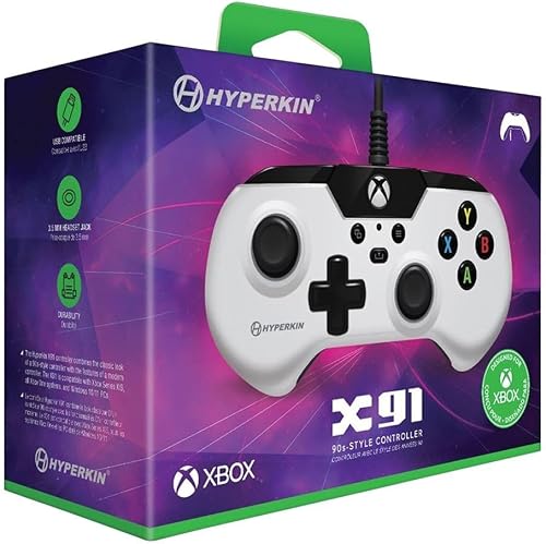 Hyperkin X91 Retro Wired Game Controller for Xbox, White