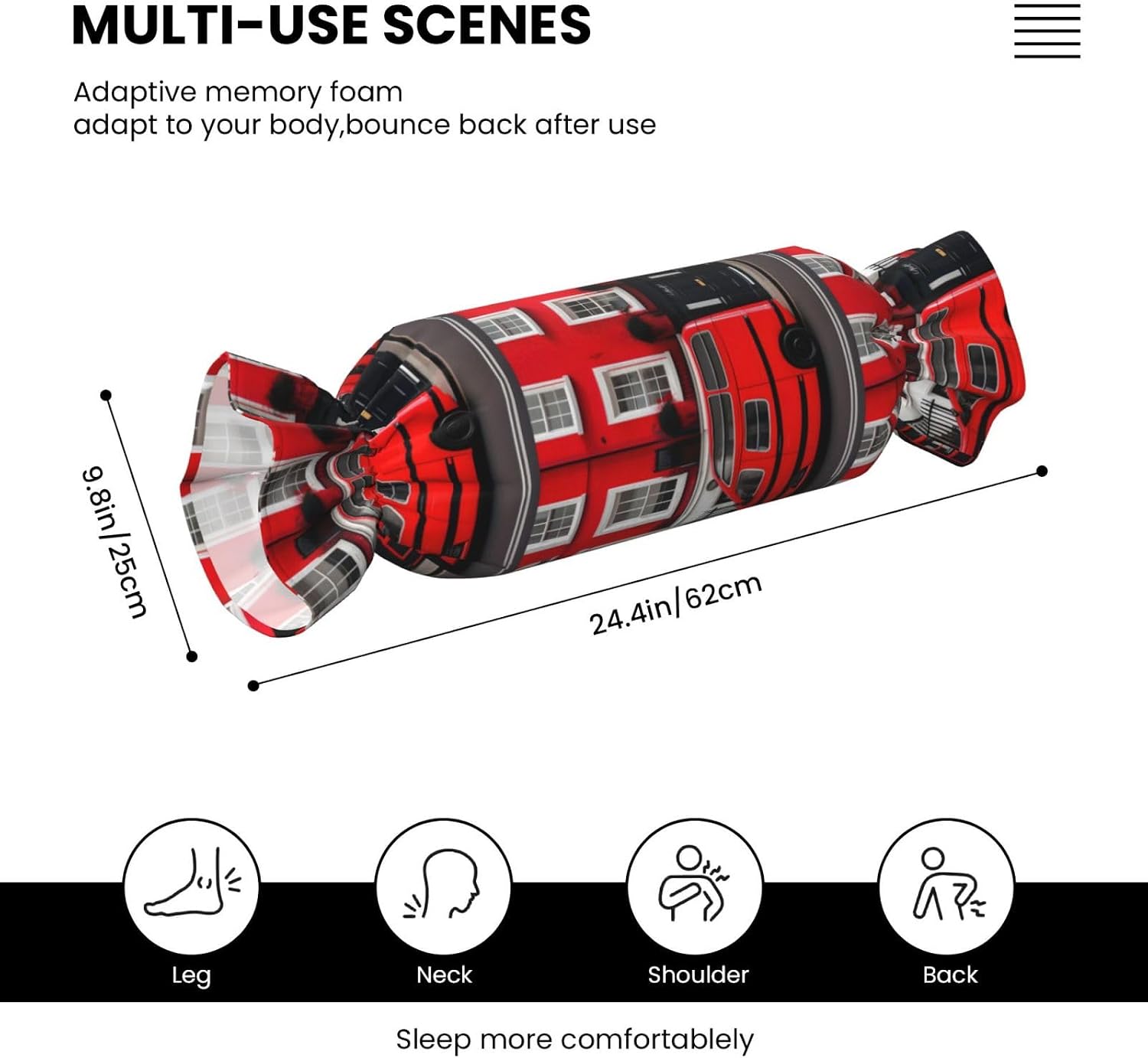 London Street Print Candy Cylindrical Pillow Round Bolster Pillows Versatile Use Decor Bedroom Travel