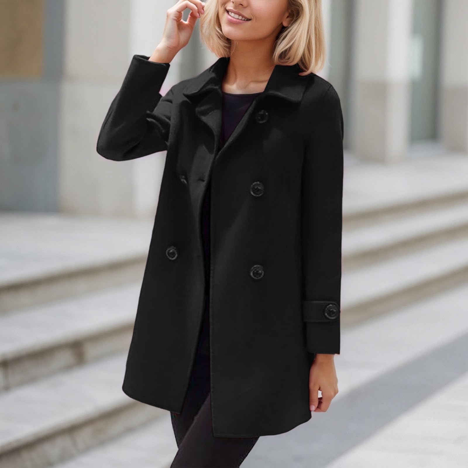 Générique Manteau Femme Trench Coat Long Avec Capuche Manteaux En Laine Jacket Décontracté Blouson Femmes Outwear Coat Legere Manteaux Et Blousons Casual Veste Mi Saison Hiver