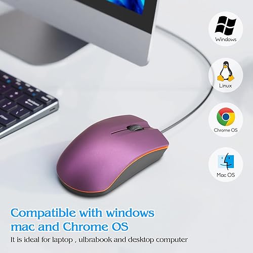 Miniatura 2 de Guiheng Ratón con cable, mouse USB con cable para mano derecha o izquierda, mouse ergonómico de computadora con clics duraderos para PC,