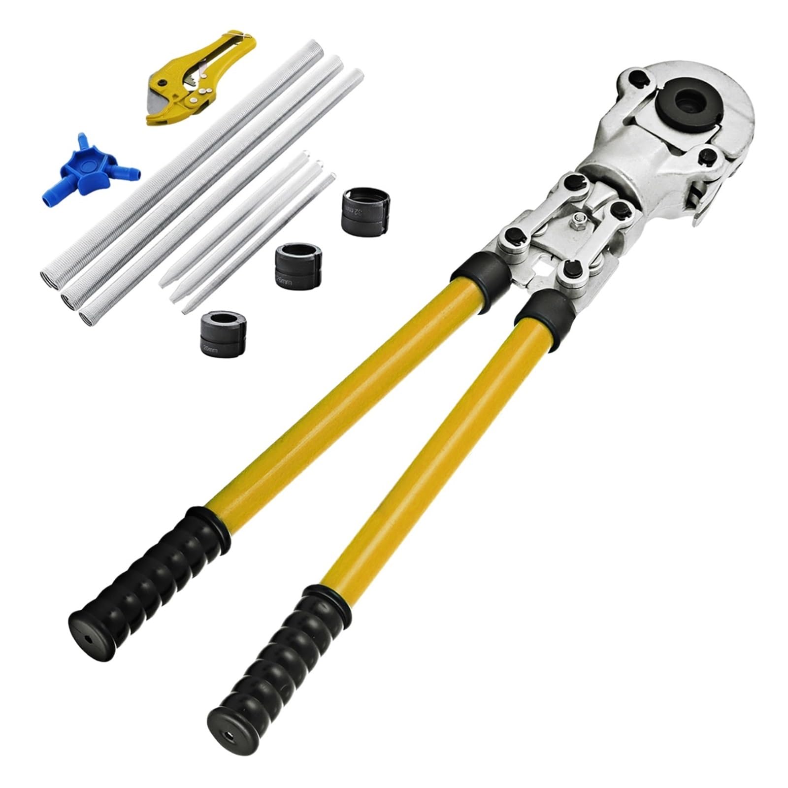 Smtyxs One Color Steel Pex Pipe Crimping Tools W/Th/U/V Type Dies Copper Multilayered Tube Crimper Plumbing Pressing Tongs Composite Kit Secure Crimping(Th16-32 4Dies Set)