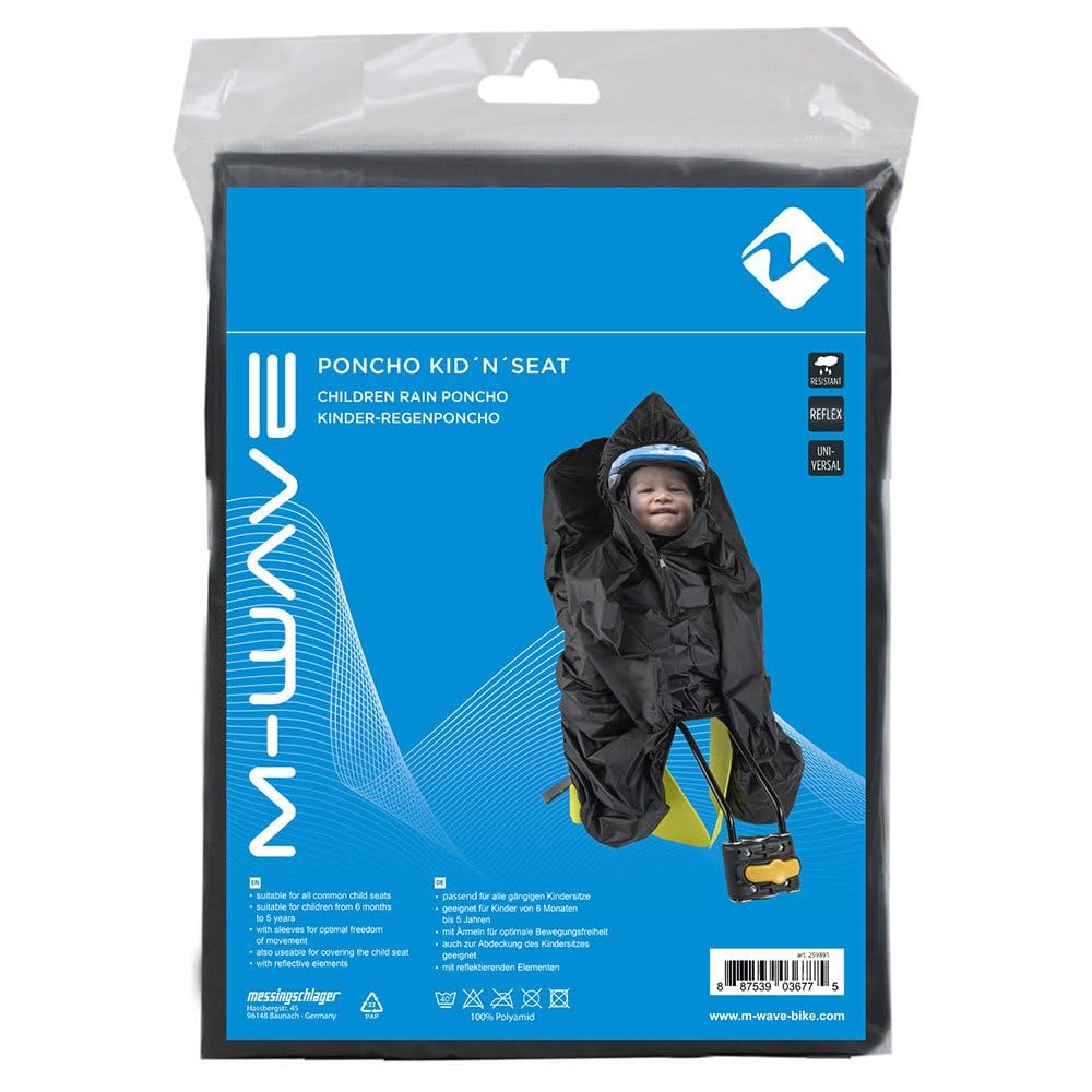 M-Wave Poncho de bebé Unisex Kid`N`Seat Poncho de Lluvia para niños Asientos de Bicicleta 25-2037-05