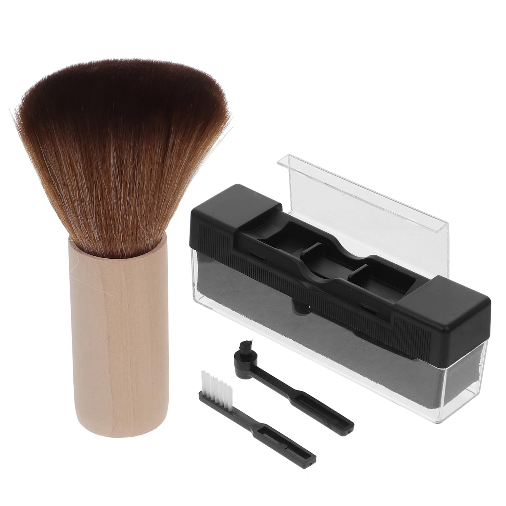 VILLCASE 1 Set Vinyl Record Care Kit Static Cleaning Brush Set with Elegant Wooden Handle for Turntable Maintenance Record Protection Gentle Bristles