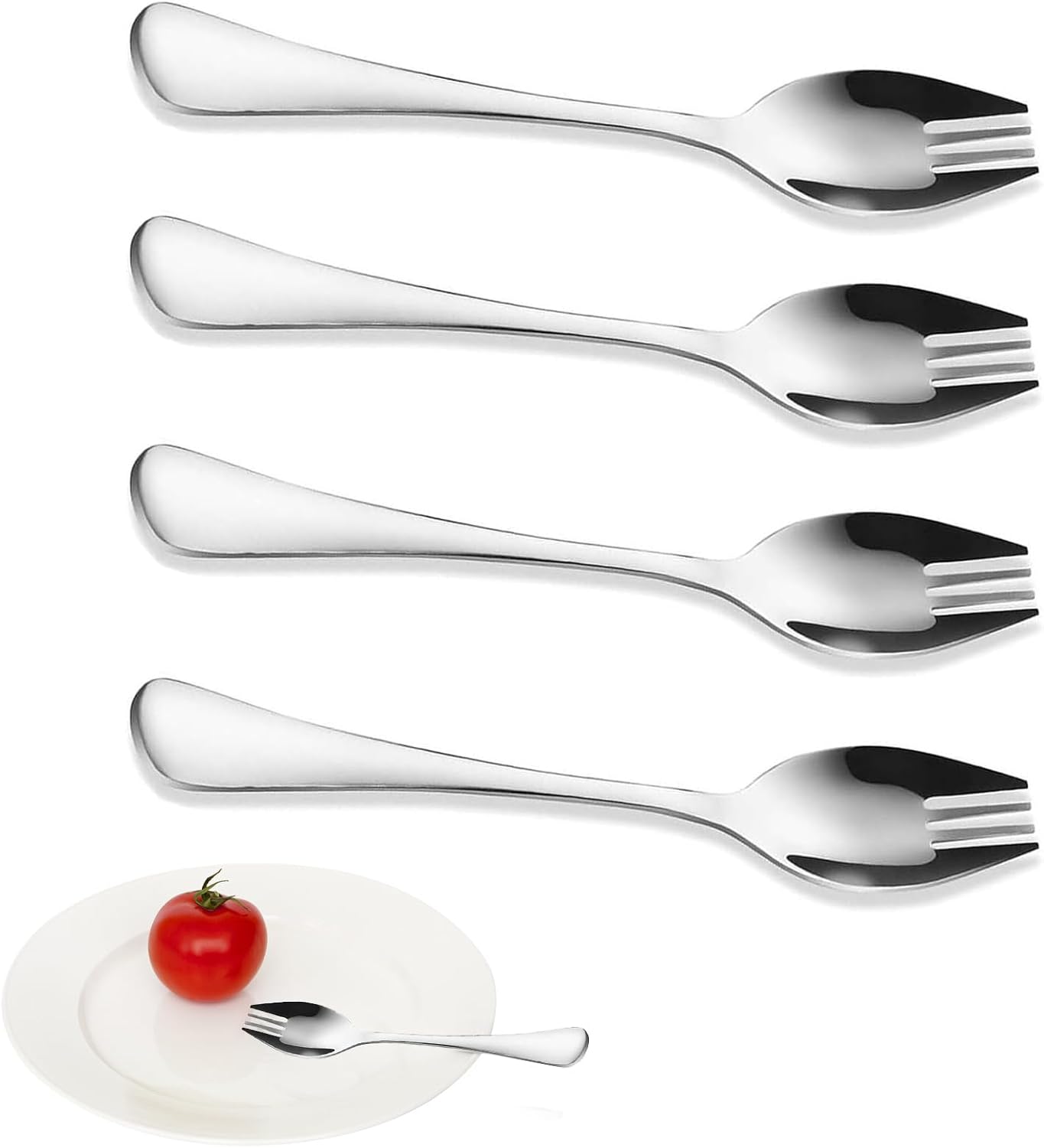 4 PCS Sporks Stainless Steel, Sporks Stainless Steel with Knife Edge, Metal Spork, Camping Spork