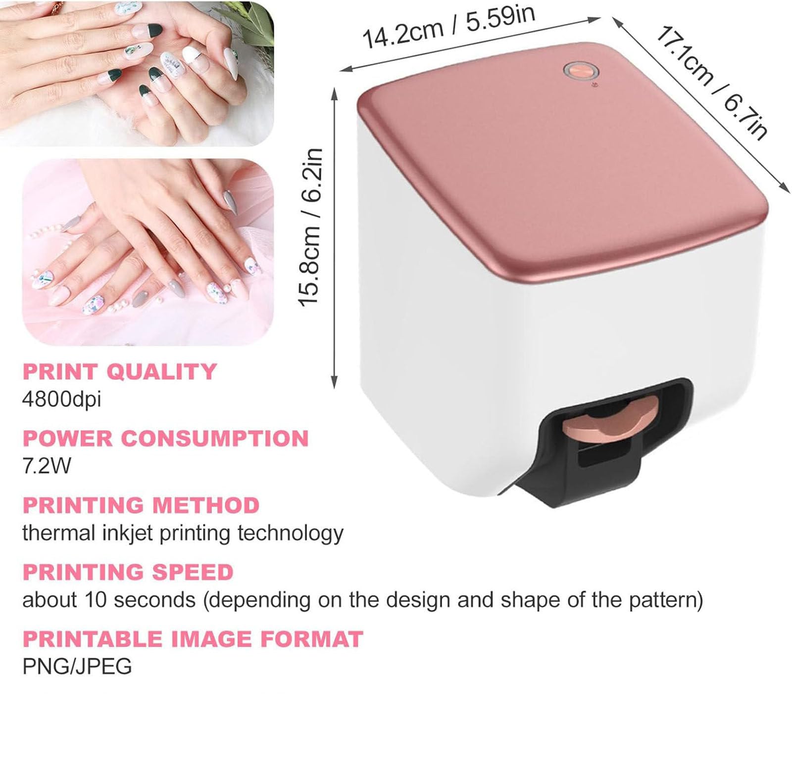3D Stampante Per Unghie Intelligente,Stampante professionale per nail art,Riconoscimento automatico della forma dell'unghia,per Studio di Unghie/Manicurista/Amanti delle Unghie