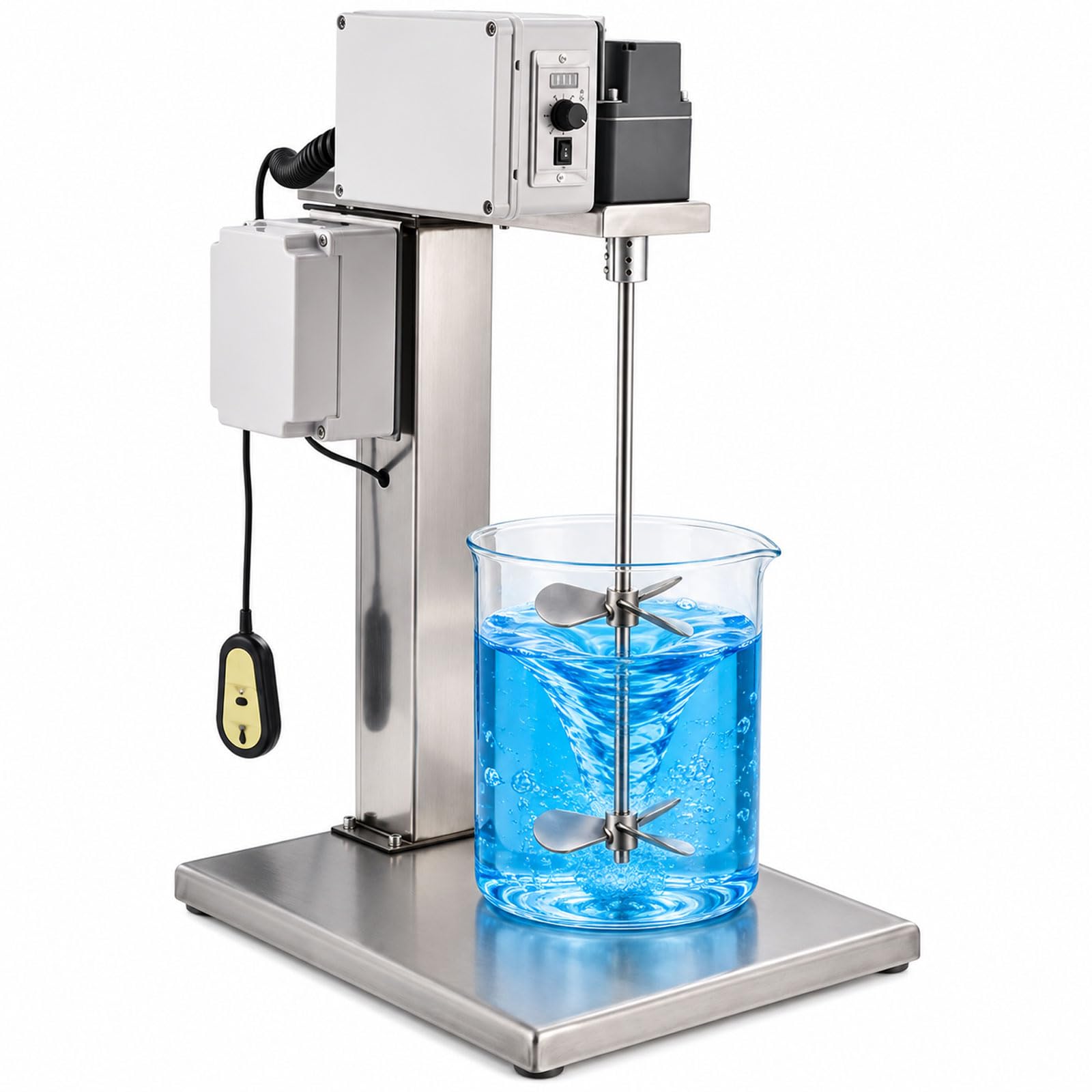 Agitateur De Laboratoire Électrique 400w Avec Levage, 0–600 Tr/min, Mélangeur À Vitesse Variable Avec Affichage Numérique, Double Hélice, Support En Acier Inoxydable, 220v