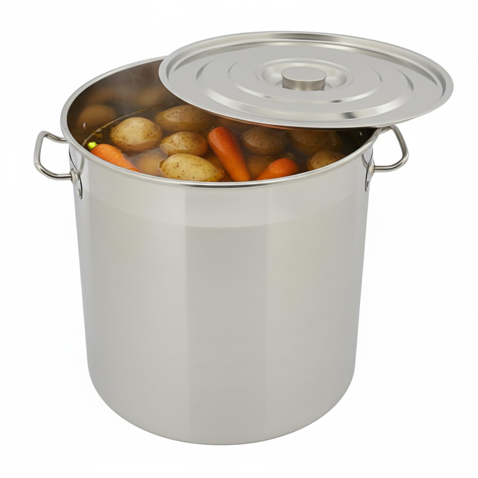 Pentola per gastronomia da 50 litri, con coperchio in acciaio inox, pentola a induzione grande con manici, per fornelli a gas, elettrici, a induzione (50 l)