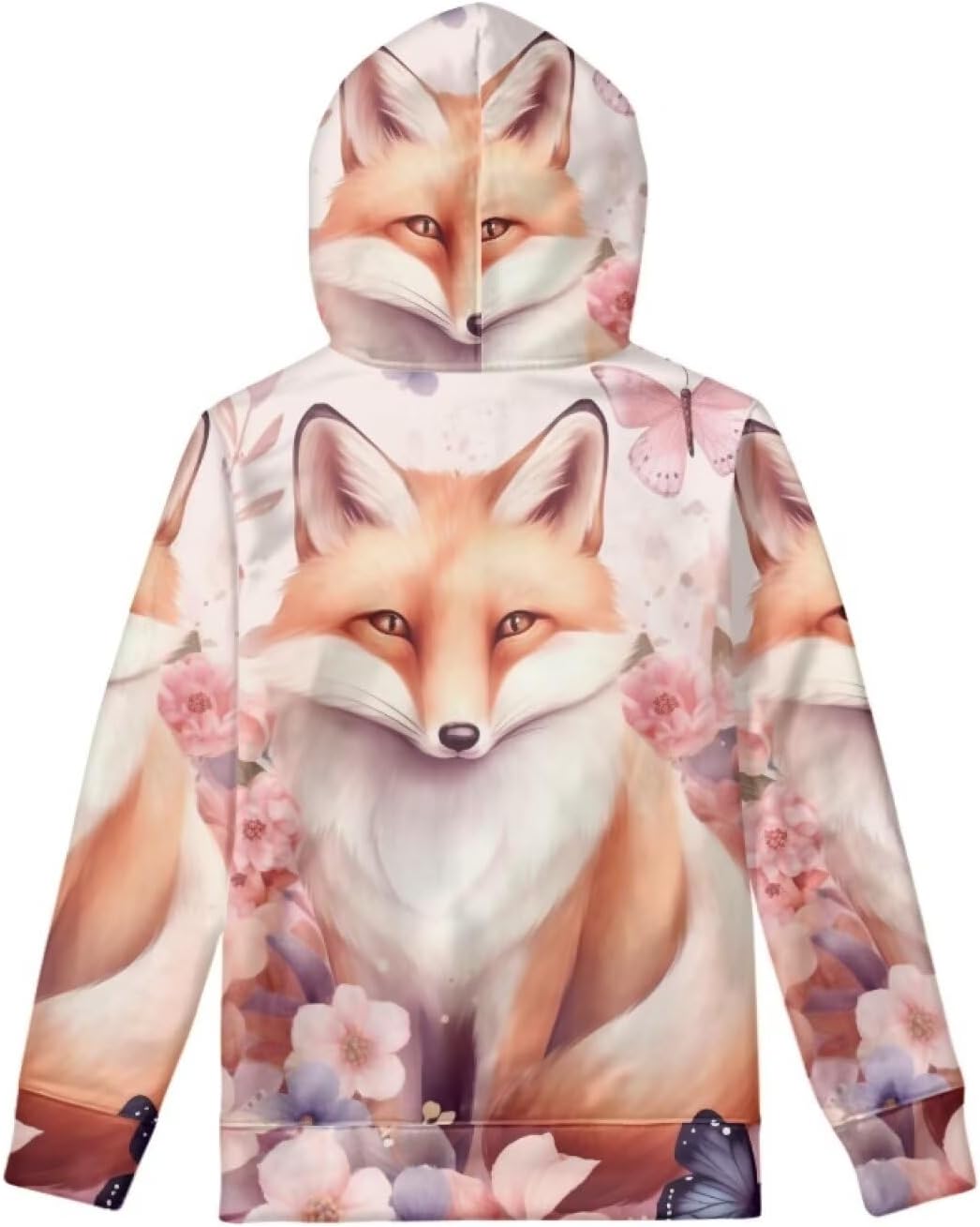 Cute Animal Floral Hoodies for Girls Bright Color Print Fall Tops Hooded Sweatshirts with Pockets - Image 2