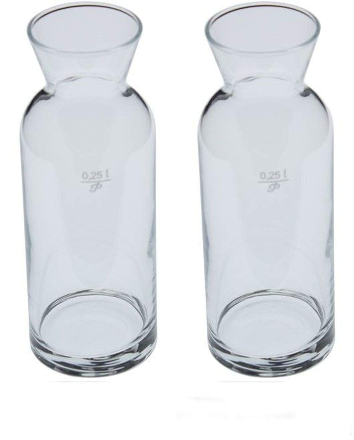 Karaffe 0,25 Liter 2er Set mit CE Eichstrich Wasser, Saft Wein, Misura