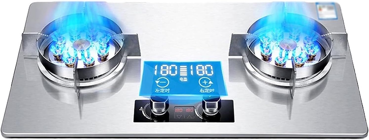 7.2KW Gas Cooker - 2 Burner Freestanding Table Top Hob, 180 Minutes Timing Stove, with Auto Ignition, for Home Kitchen Garden Catering(NG)(LPG)