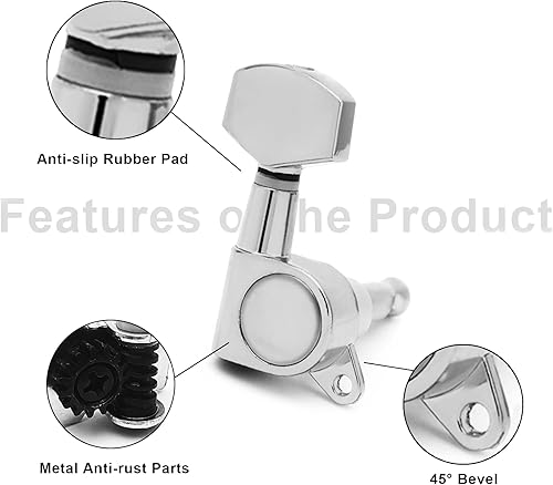 Miniatura 91 de SAPHUE Afinadores de guitarra de 4.331 in, un juego de llaves de afinación de guitarra clásica negra 1R1L, clavijas de cuerda para guitarra clásica