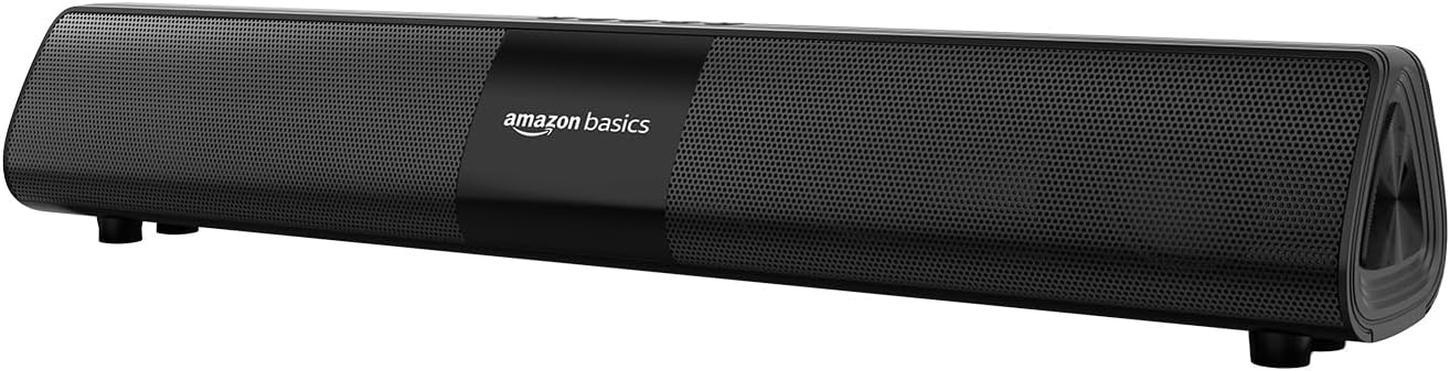 amazon basics 16W Bluetooth Soundbar Speaker with 2000mAh Battery | BT v5.3 | Aux/USB Port for Mobile, PC, Tablets, and Laptops (Black)
