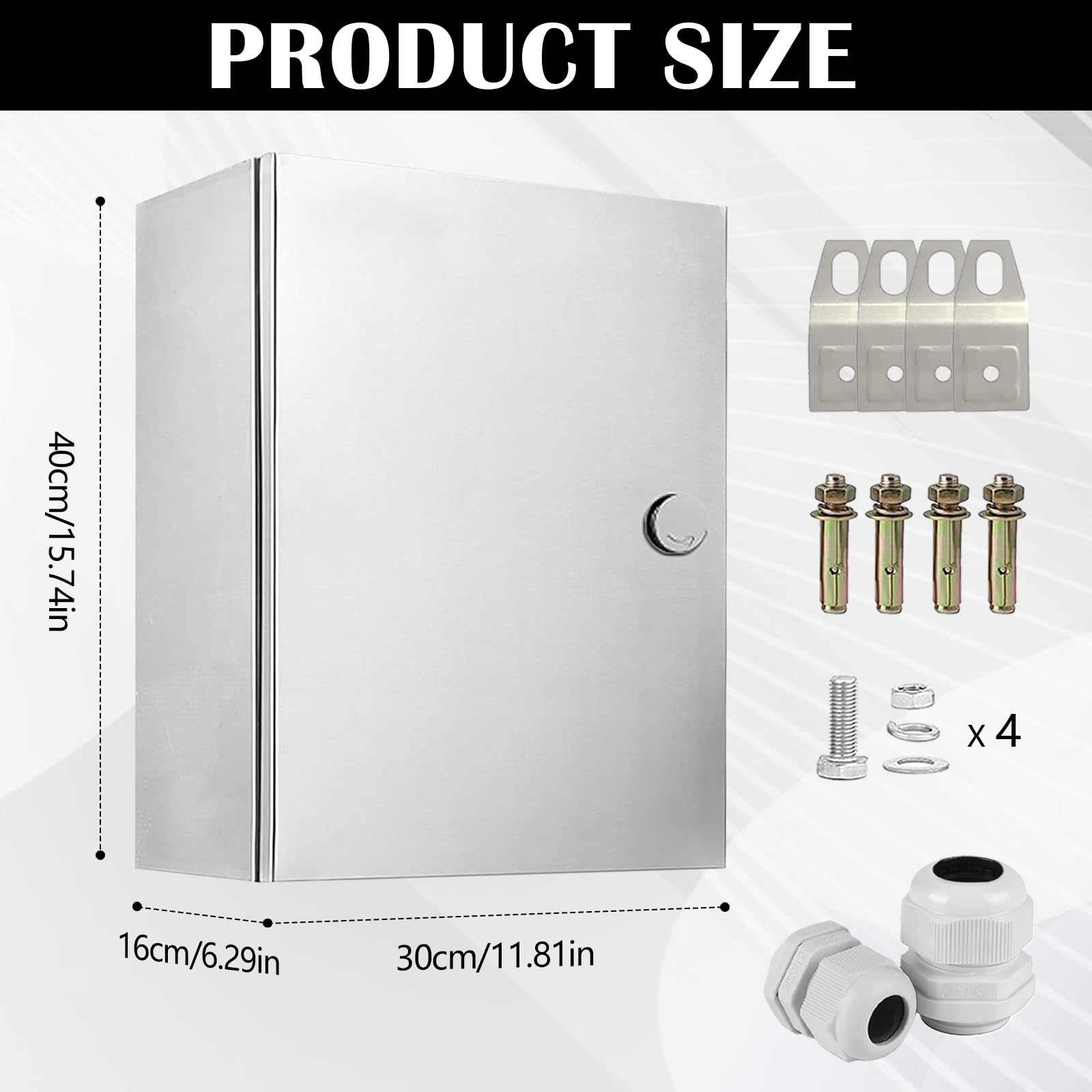 Caja Cuadro Electrico Metalicas Exterior, Caja Eléctrica de Acero Inoxidable Gabinete Eléctrico Caja de Distribución Montada en la pared con Cerradura caja de Conexiones Metálica (40x30x16)