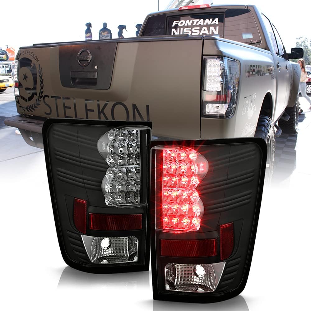 ACANII - For 2004-2015 Nissan Titan Black LED Tail Lights Brake Lamps Assembly Replacement Driver & Passenger Side