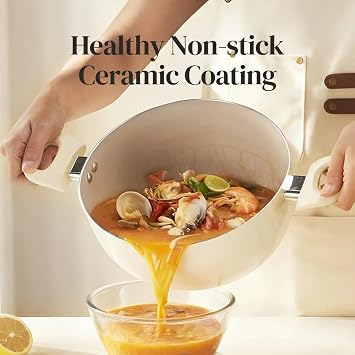 Redchef Ceramic Cookware Set 7Pcs, Nonstick Pots and Pans Set, White