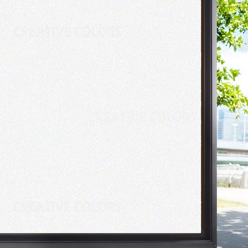 Premium Vinyl Stained Frosted Window Glass Sticker (12x50 Inch) Self-Adhesive Film Tint Wallpaper Opaque Sheet for Glass Privacy Cover Window, Door, Office, Home. White Frost