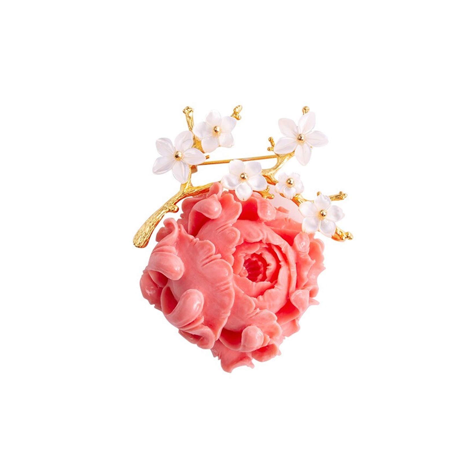 CFWSHJ Damen-Broschennadeln, Pfingstrosen-Broschen für Damen – vergoldete Blumenbrosche, Anstecknadel, Retro-Mantel, Pullover, Strickjacke, Broschennadeln – Damen-Hochzeitskorsage, Schmuck, Geschenke,