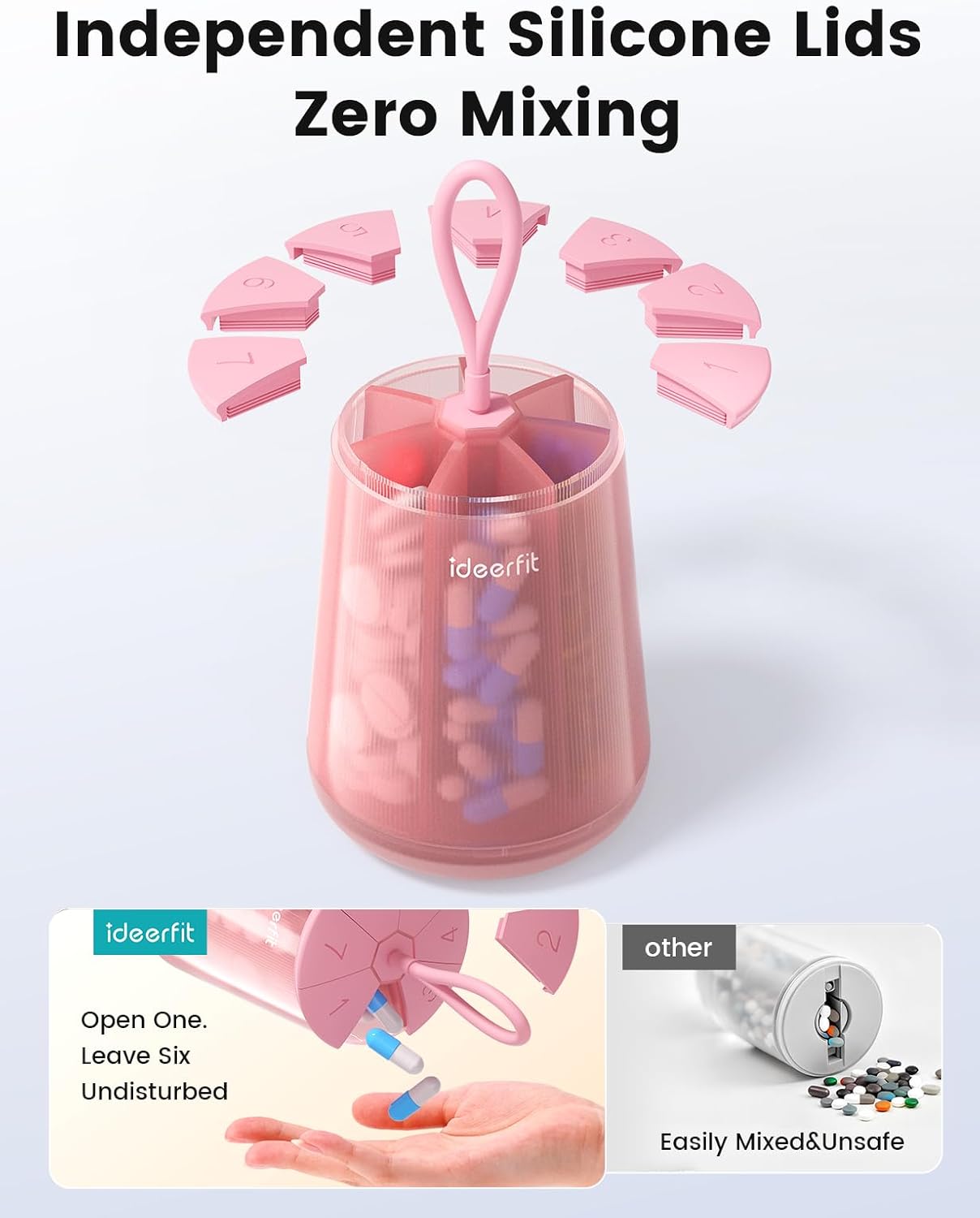 Large Pill Organizer, 7 Compartments, Anti-Mixing Dispenser image 4