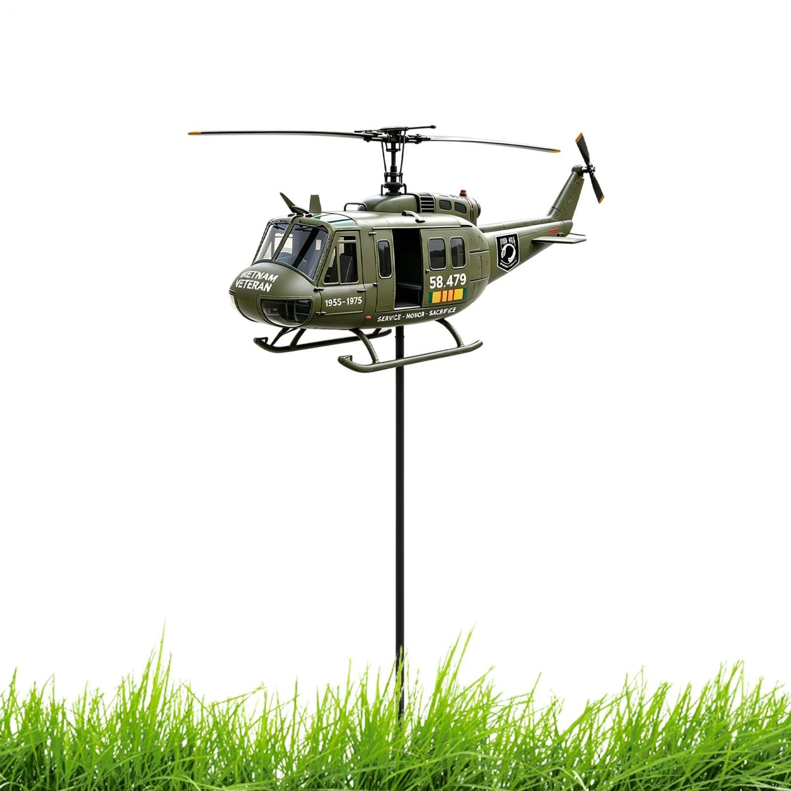 Flugzeug Wetterfahne, Hubschrauber Windspiel, Metall Windspiel Für Hof Und Garten, 3D Windfänger Skulptur Mit Rotierendem Windrad Für Garten, Außenbereich, Rasen, Terrasse, Deck, Hinterhof