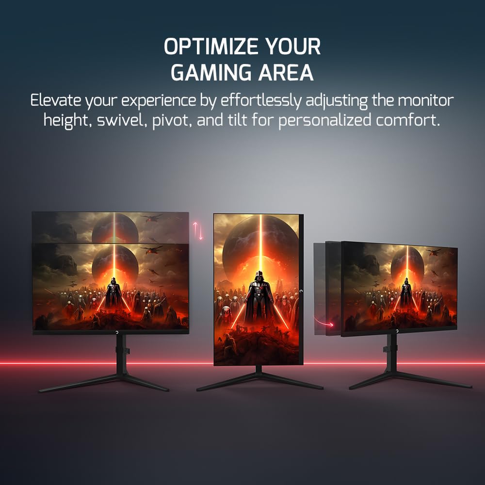 Game Power - Monitor rápido para Juegos de 27 Pulgadas, 1 ms, 360 Hz, 1080p, IPS Plano, HDR10 Altura/inclinación/Giro/pivote, Pantalla antirreflejos RGB Ajustable, HDMI/DP/USB, FreeSync, G-Sync, LED