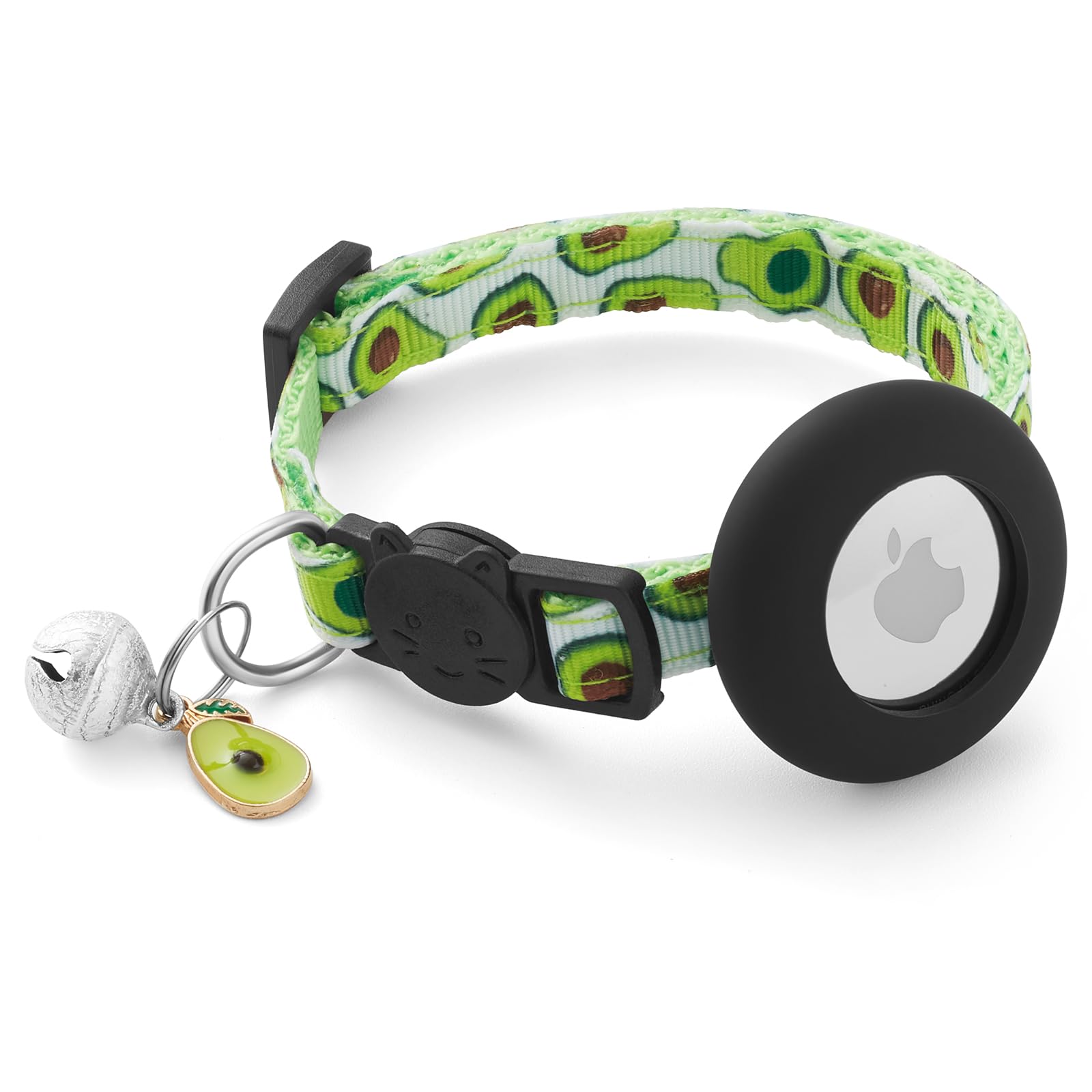 Fruit Airtag Cat Collar Breakaway with Bell,Reflective Kitten Collar with Apple Airtag Cat Collar Holder,Adjustable 7-12In,Safety Buckle for Girl Boy Cats,Pet Supplies,Accessories,Gifts