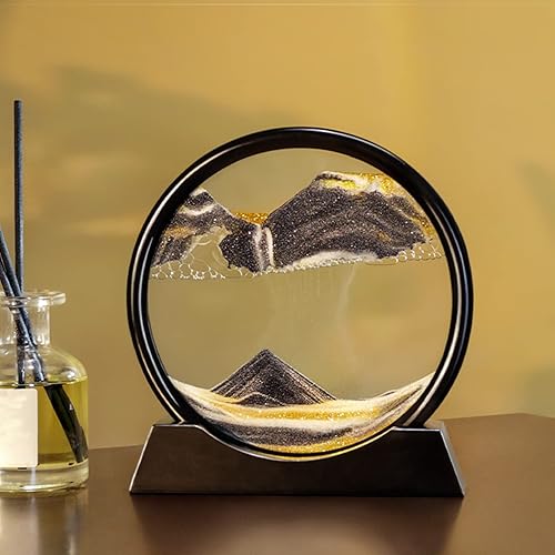 Miniatura 7 de Decoración de imagen artística de arena en movimiento, adornos redondos 3D dinámicos de paisaje de arena, panel de arena que fluye, temporizador
