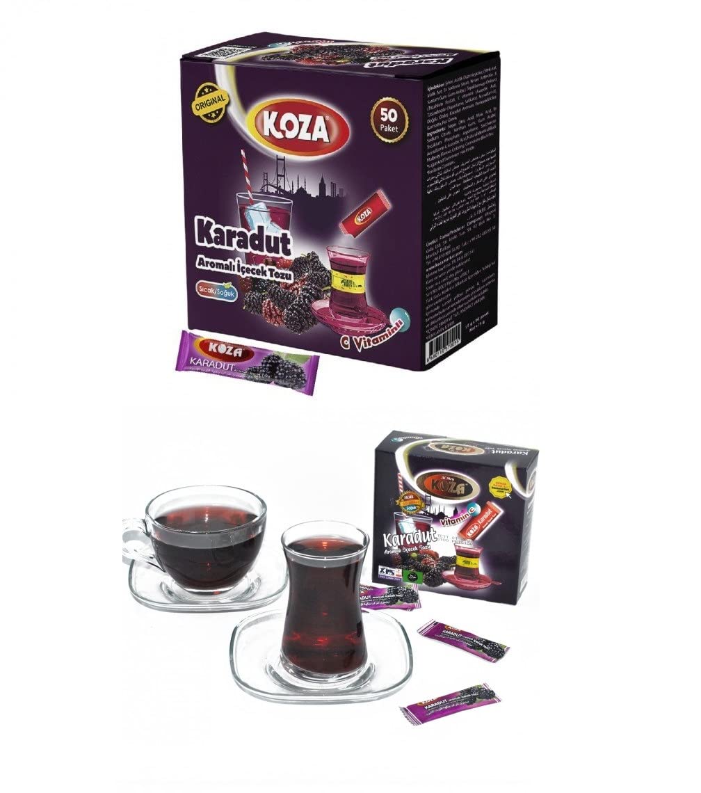 KOZA Morera bebida instantánea en polvo Stick envuelto individualmente paquete de 50 | Polvo para bebida caliente o fría | Té Turco | polvo de té helado | té frío | te de frutas