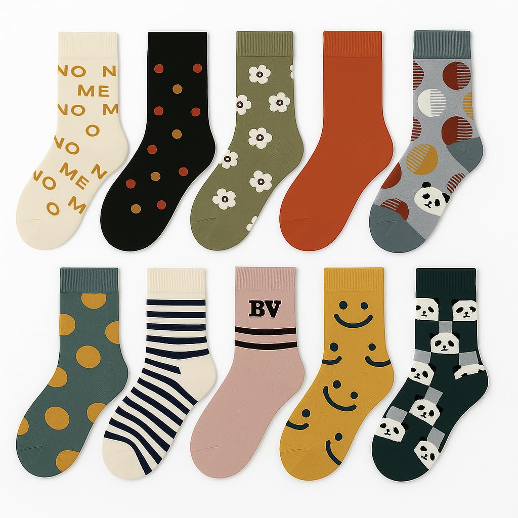 Aesthetic Printed Socks for Women & Girls | Cute Multi-Color & Patterned Cotton Socks | All Season Wear | Soft, Breathable & Stretchable-image-1