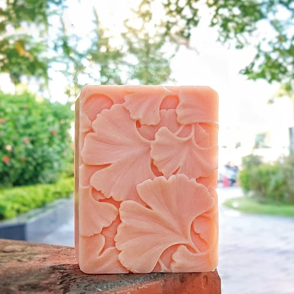 Molde de Silicona de 2 Cavidades con Diseño de Hoja de Ginkgo Biloba para Jabón y Repostería