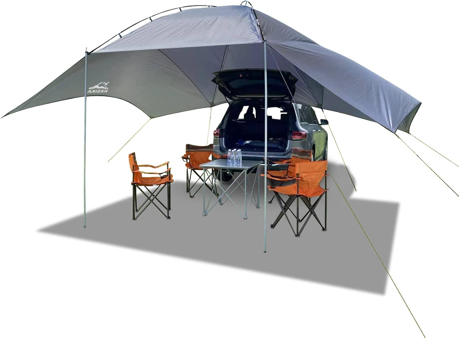 Versatility Teardrop Awning for SUV RVing, Car Camping, Trailer and Overlanding Light Weight UPF 50+ Truck Canopy Durable Tear Resistant Tarp No Suction Cup Upgrade