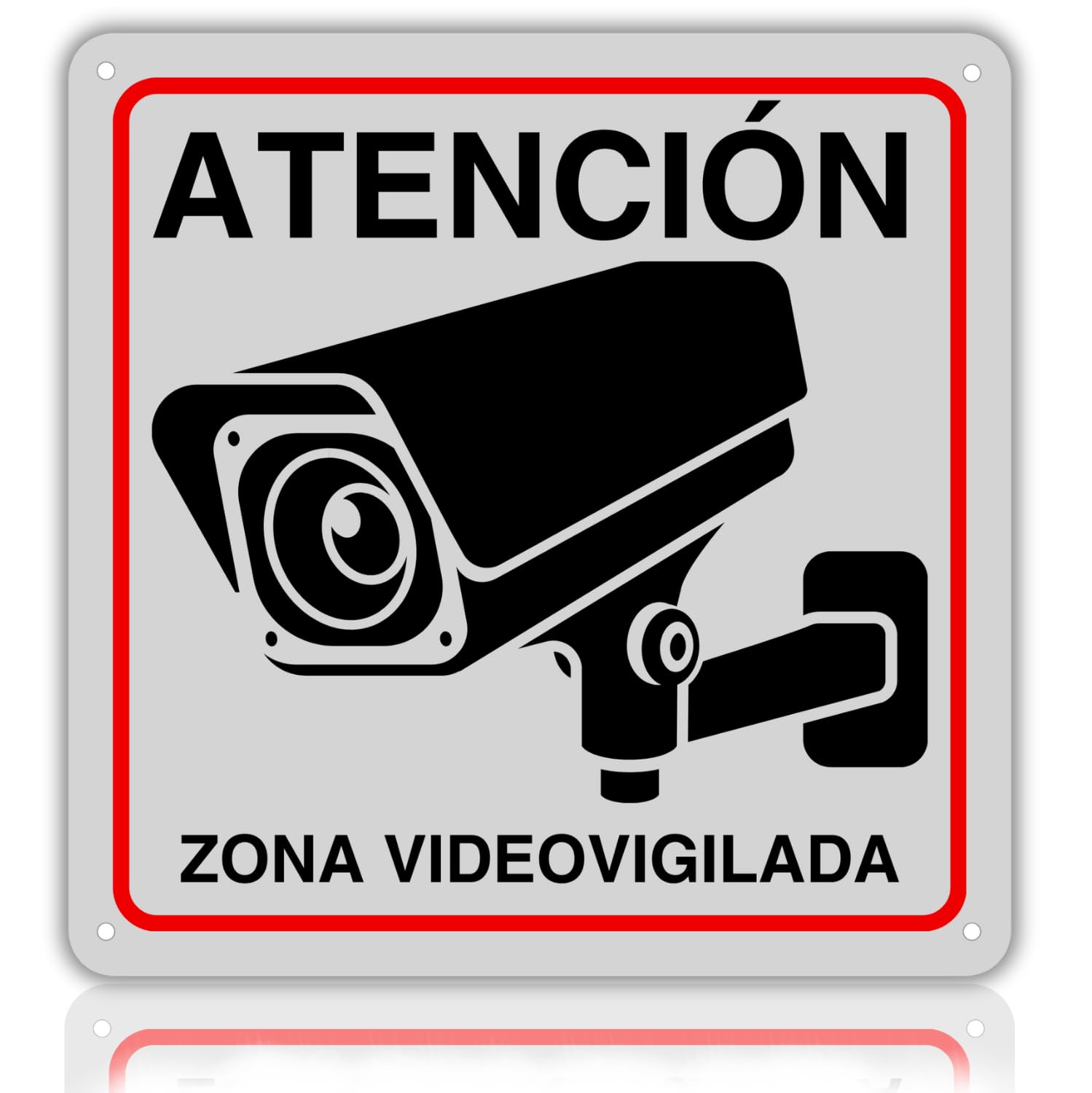 Cartel Zona Videovigilada - 21x21 cm - Aluminio - Reflectante - Grosor 0.8 mm - Cartel Videovigilancia - Impresión UV - Resistente Exterior - Señal Alarma Disuasorio - Senal Cámara Vigilancia