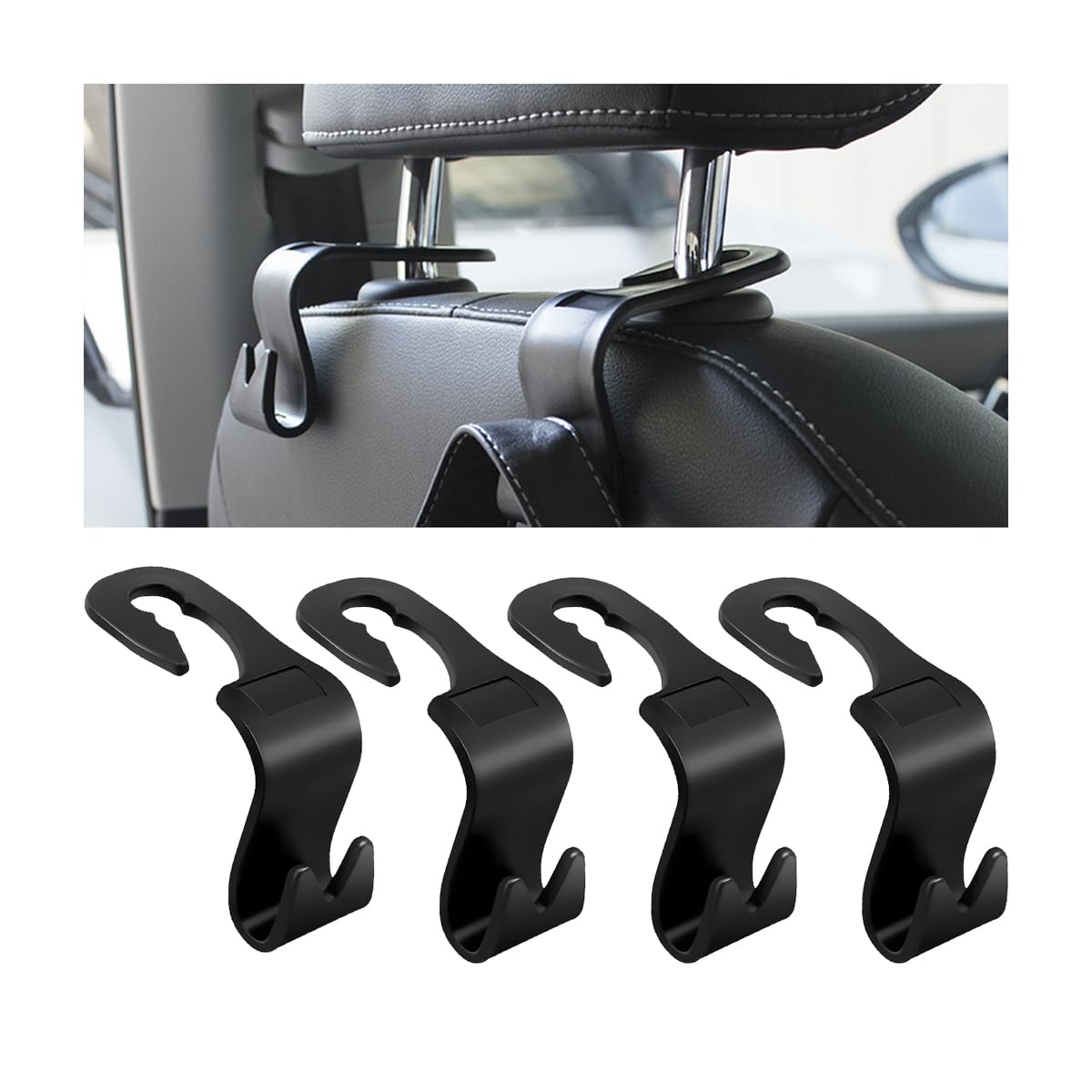 4 Ganci Multiuso Per Poggiatesta Auto - Universali In ABS, Design Nascosto - Marrone, Per Appendere Borse E Oggetti