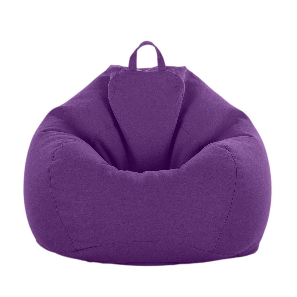 Jeamive Adult Size Bean Bag Cover, Large Beanbag Without Filling, Children Stuffed Animal Toys Storage Beanbag Covers Only (Purple)