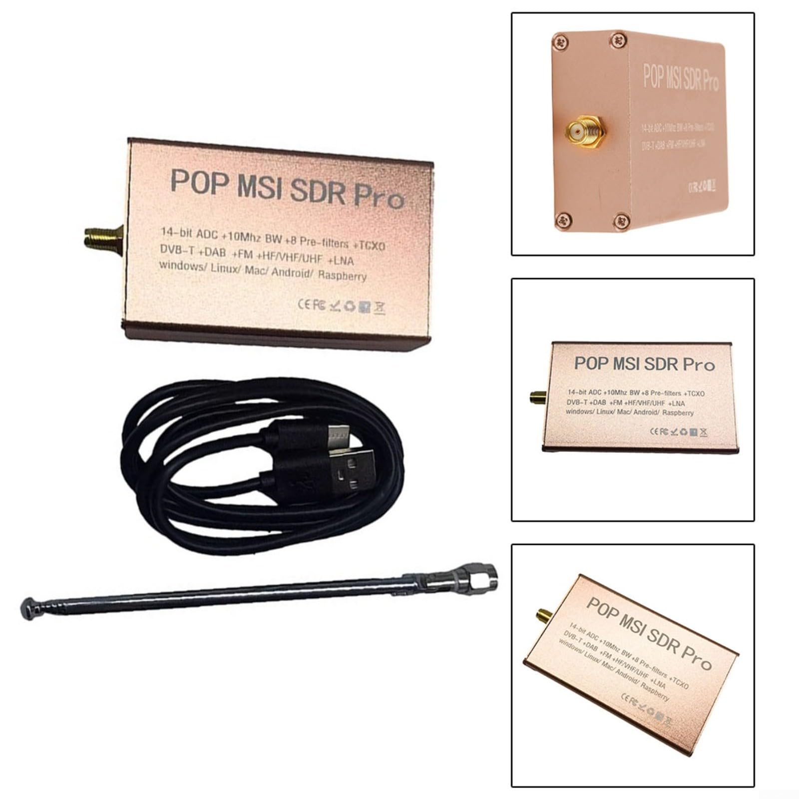 Kit antenna ricevitore, per radio MSI Pro e RSP1 Wideband Software Defined Radio, 14-Bit per Adc, gamma di frequenza 10KHz-2GHz, Per connettore SMA, interfaccia di tipo C, compatibile, con