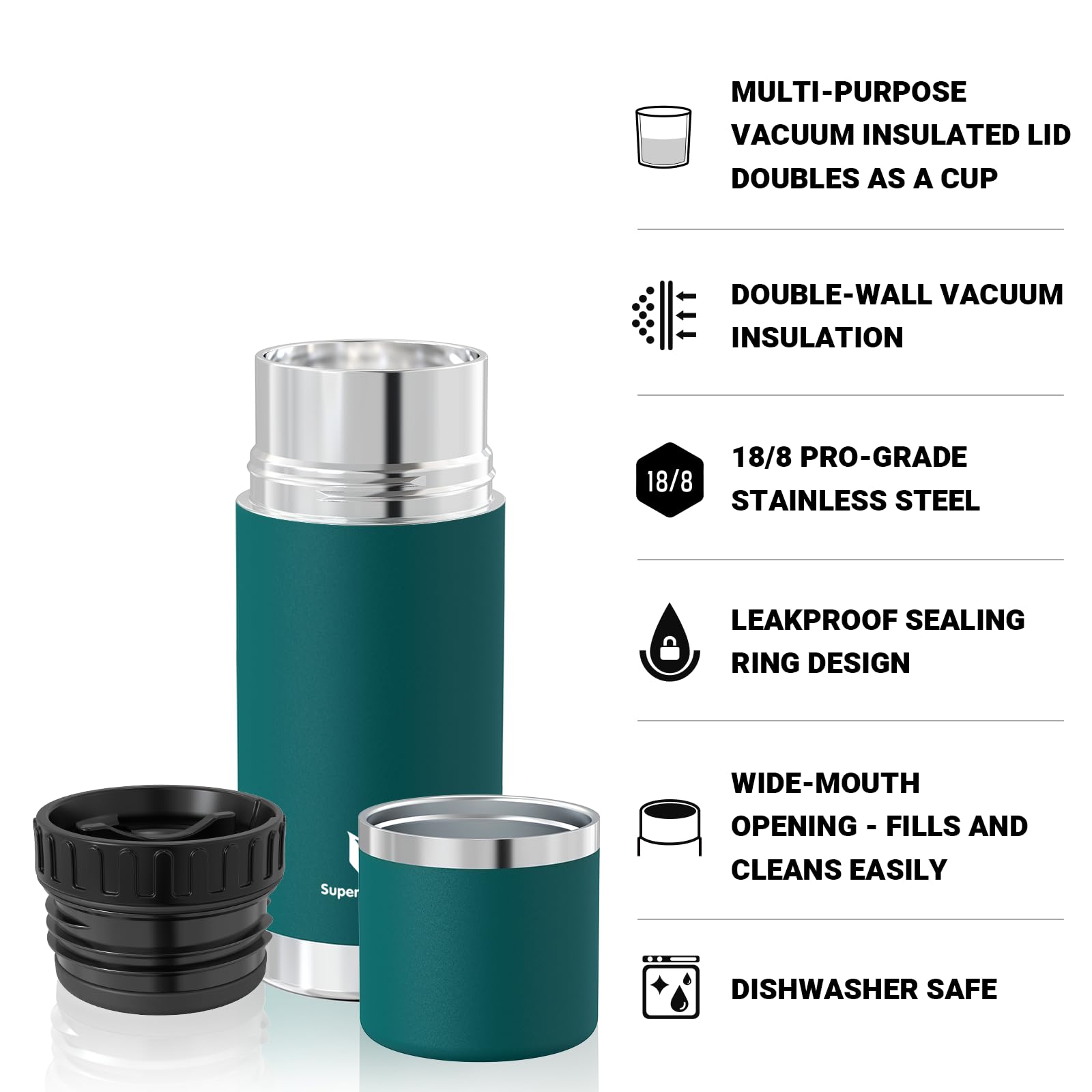 Super Sparrow Borraccia Termica -500ml/750ml/1000ml - Bottiglia Termica in Acciaio Inox - Borracce Senza BPA - Mantiene Calde 12 Ore o Fredde per 24 Ore - A Prova di Perdite Tappo Funge Anche da Tazza