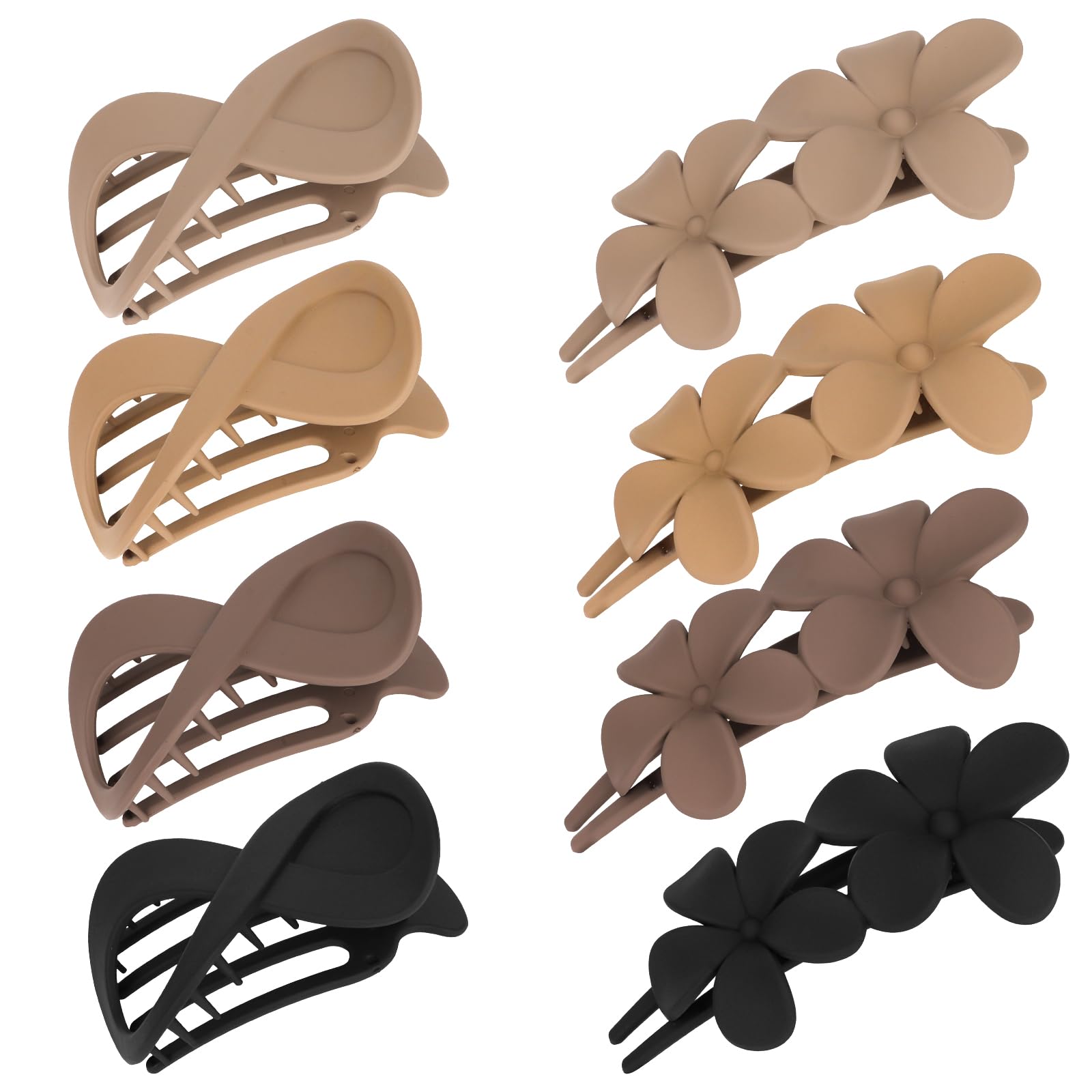 ANBALA 8 PCS Flat Hair Clips for Women, 2 Styles Flat Claw Clips for Women Non-Slip Flower Clip