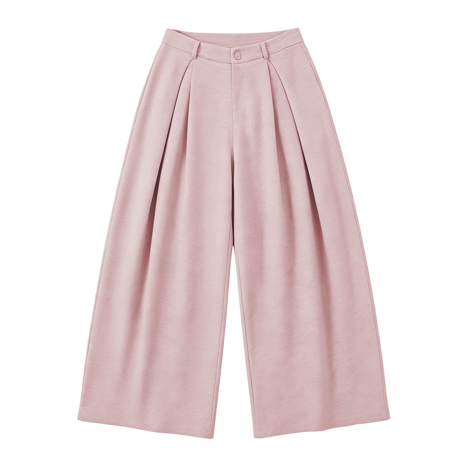 Pantalon Large Femme Bouton Taille Élastique Poch Doubles Fermeture Éclair