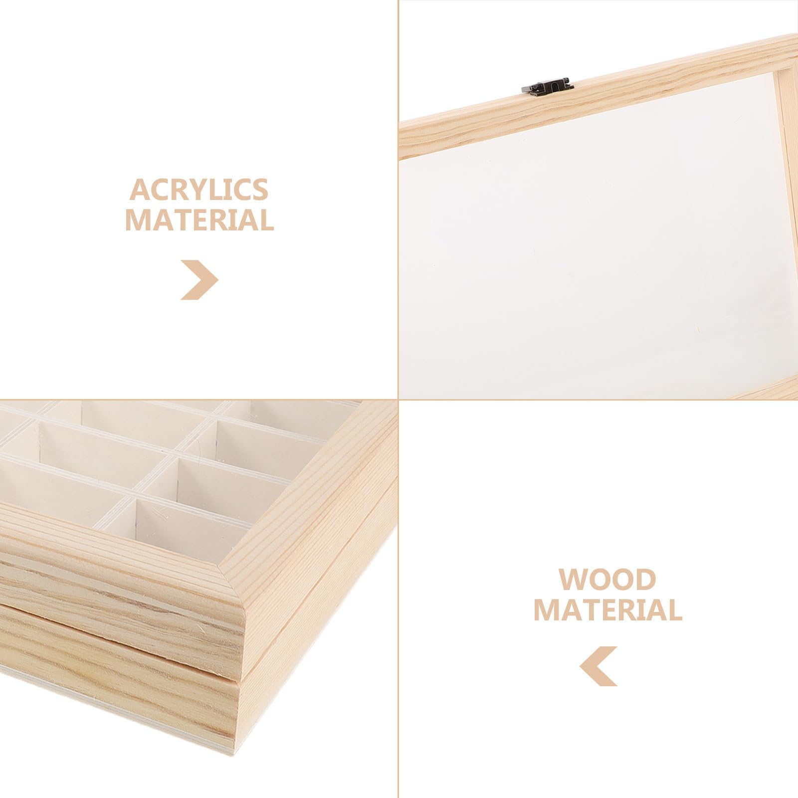 Housoutil Caja de Madera con 48 Compartimentos y Tapa para Muestras