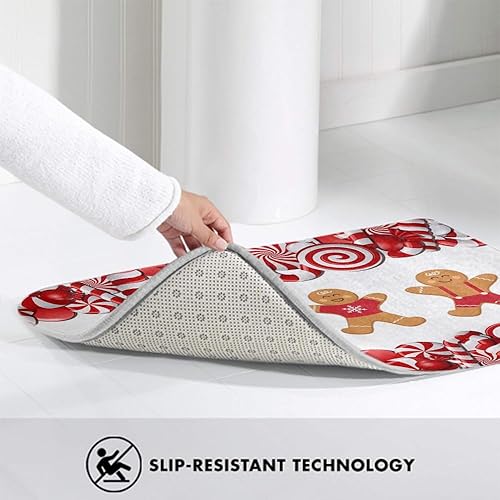 Miniatura 4 de Lollypop Swirl Gingerbread Man Girl Christmas Ginger Woman Boy Design Pan, decoración de baño, 30 x 20 pulgadas, alfombra de baño húmeda y acogedora