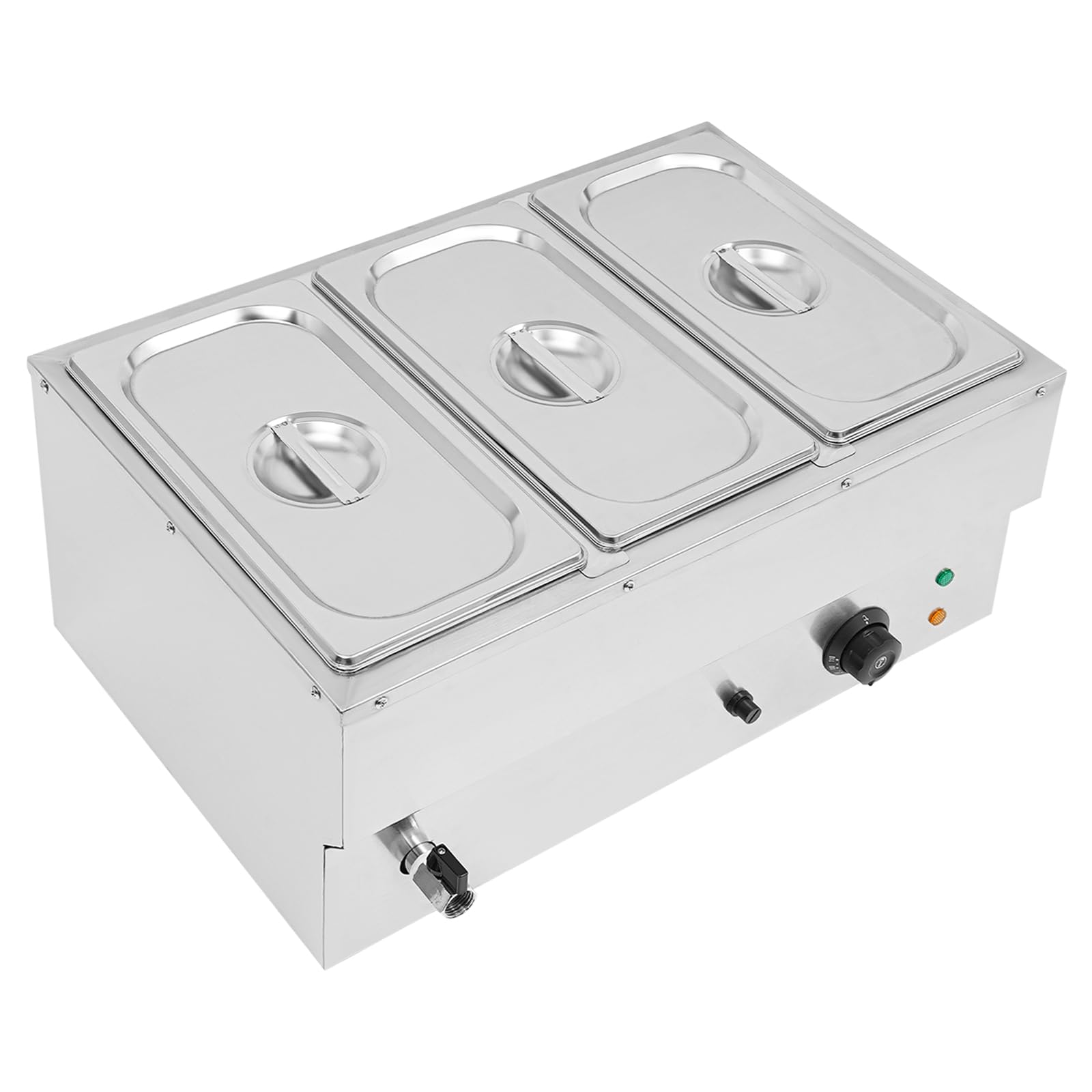 110V 3 Pan Commercial Stainless Steel Bain Marie Buffet Food Warmer Steam Table for Catering and Restaurants,850W Electric Catering Food Warmer with 86-230℉ Temperature Control