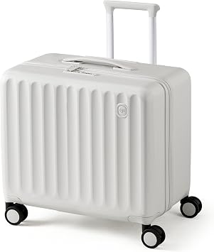 Carry on Luggage 18 Inch Underseat Trunk Luggage with Spinner Wheels, Lightweight PC Hardside Luggage with TSA Lock for Women Men, Rose White