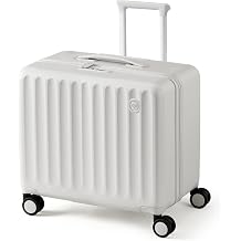 Carry on Luggage 18 Inch Underseat Trunk Luggage with Spinner Wheels, Lightweight PC Hardside Luggage with TSA Lock for Women Men, Rose White