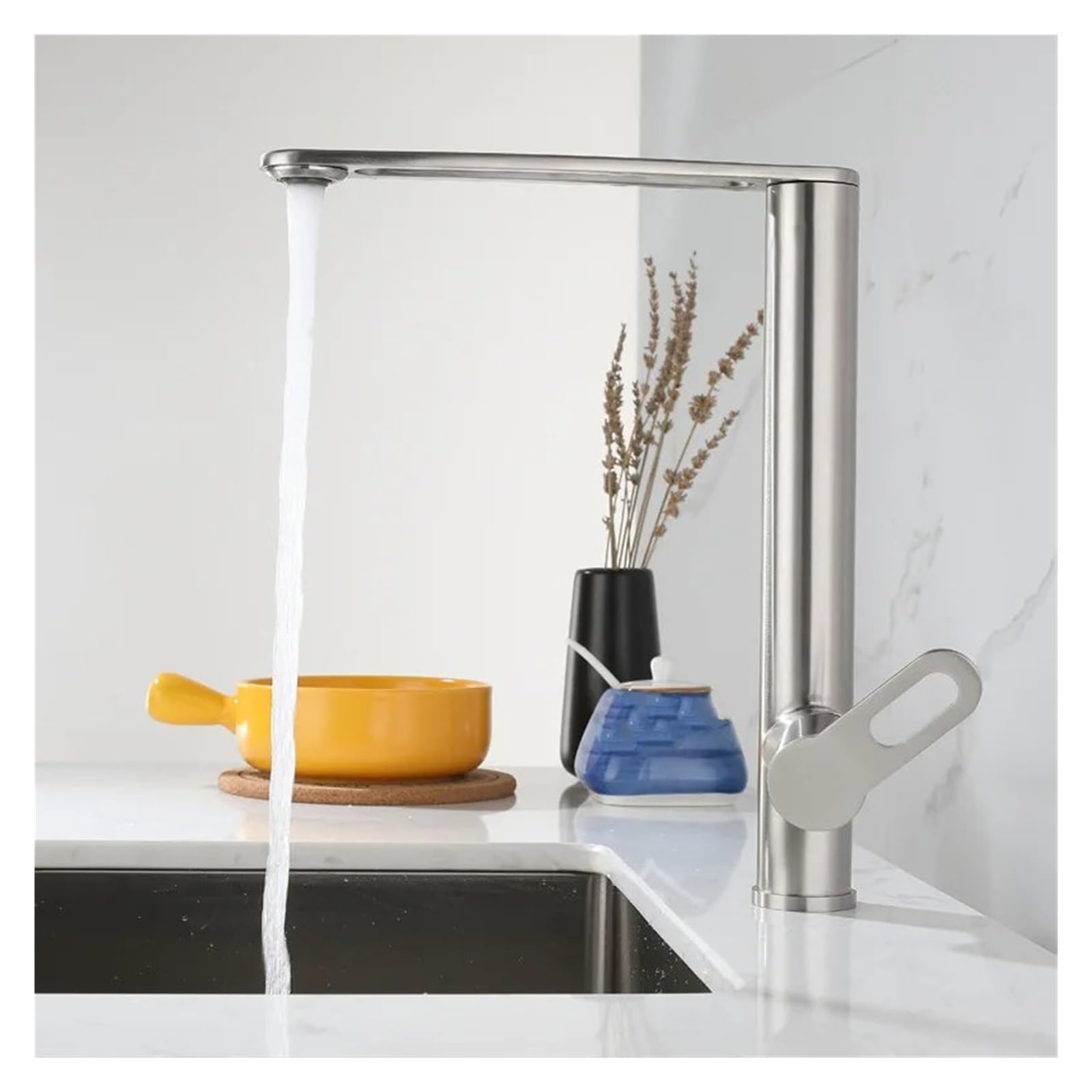 Mitigeur de cuisine en acier inoxydable 304 pivotant à 360° pour évier moderne
