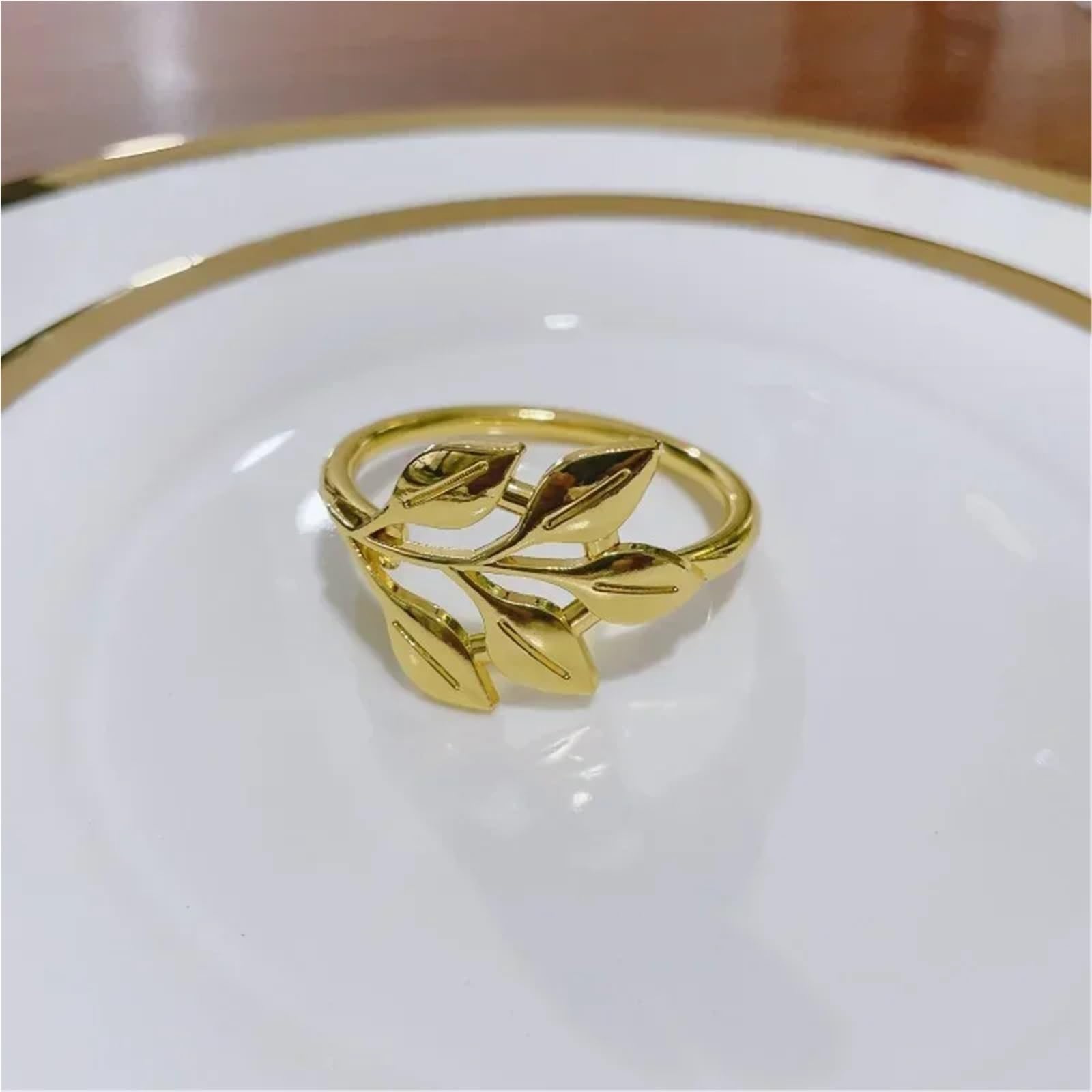 Serviettenringe mit Blättern, 80 Stück, für Herbst, Hotel, Hochzeit, Tischdekoration (Silber)