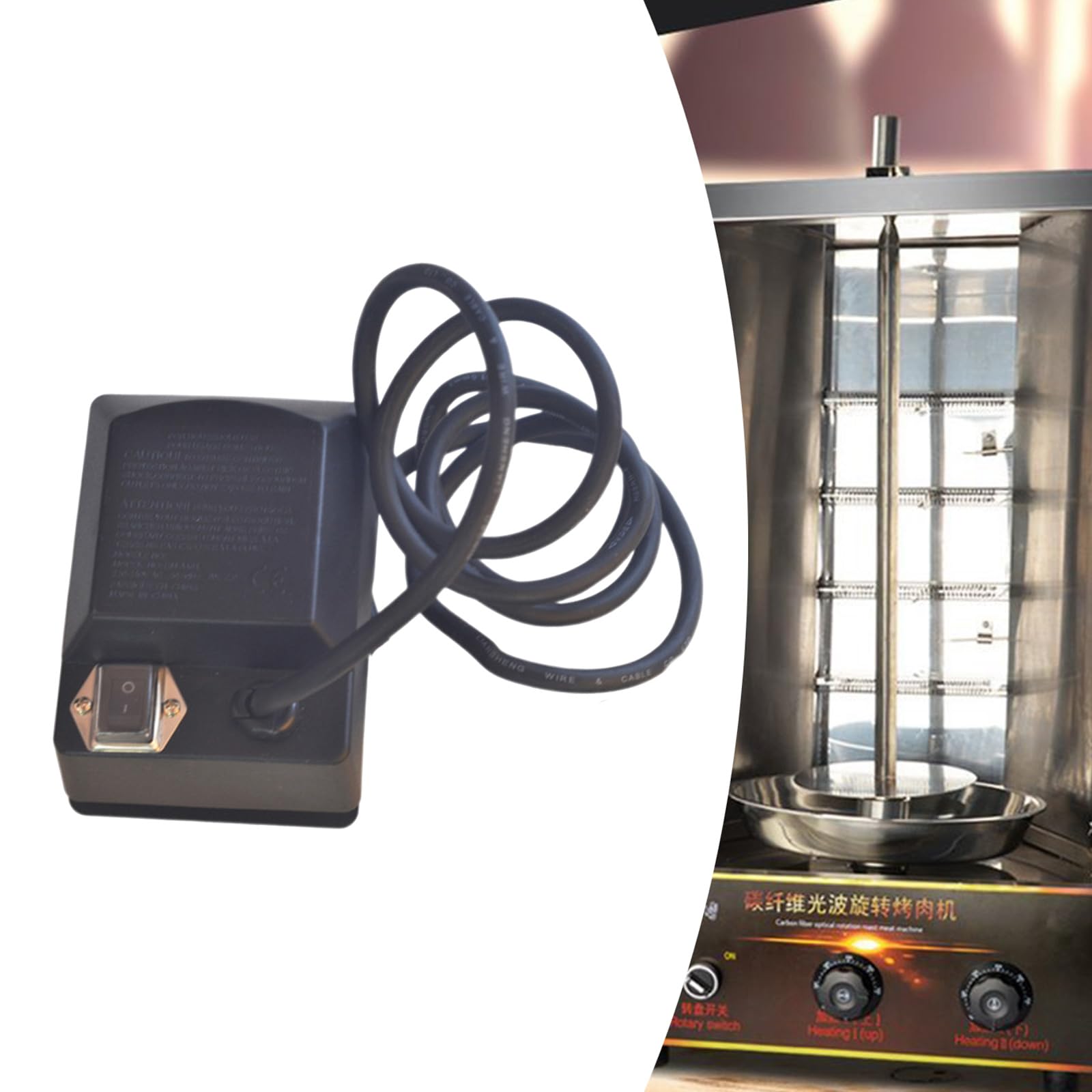PANGBOER Motor eléctrico de bajo ruido para asador de barbacoa, resistente, diseño portátil, 220 V, 15 kg, gran capacidad, ahorro de energía