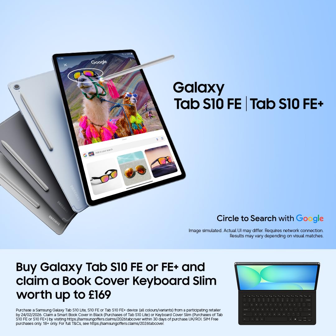 Samsung Galaxy S10 FE Android Tablet, Wifi, 128GB Storage, 8GB Memory, 10.9" Display, S Pen included, Long lasting Battery, Silver, 3 Year Extended Warranty (UK Version) — view 2