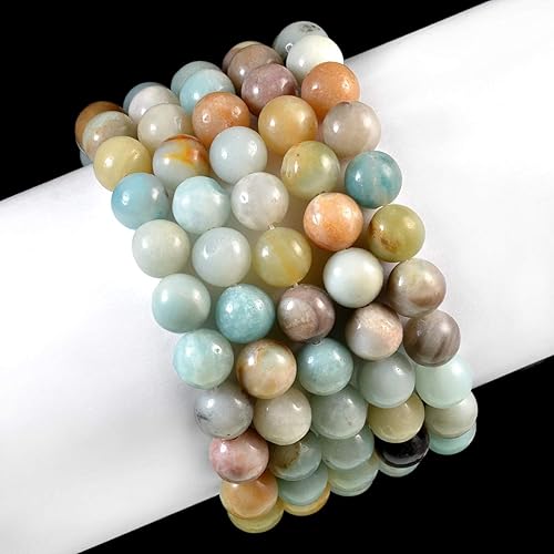 Miniatura 3 de AD Beads Pulsera elástica de cuentas redondas de piedras preciosas naturales, curación Reiki, 0.394 in, Ágata