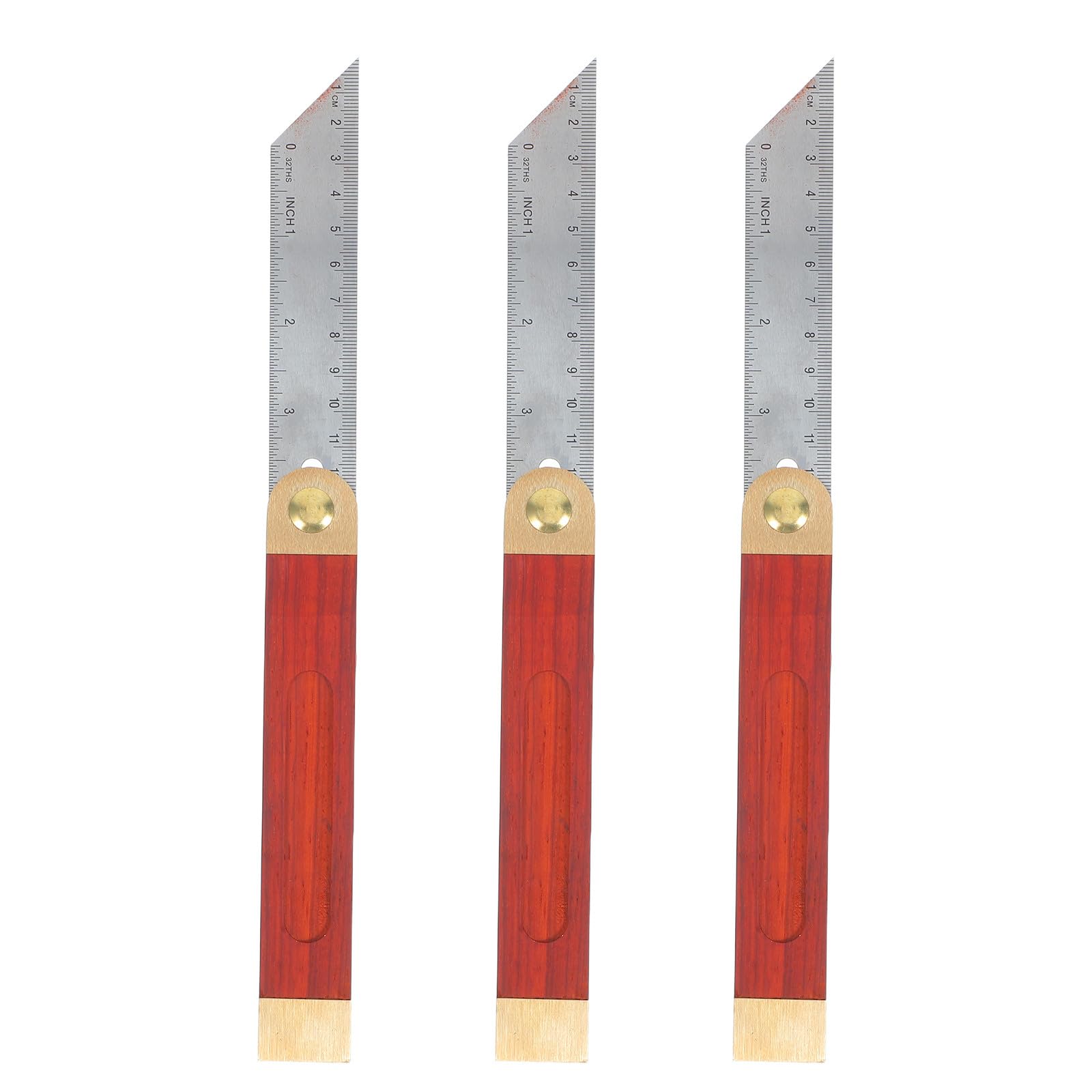 3 piezas de buscador de ángulos deslizante con bisel en T - Transportador de ángulos de acero inoxidable con mango de madera - Calibrador ajustable con escalas métricas y en pulgadas para
