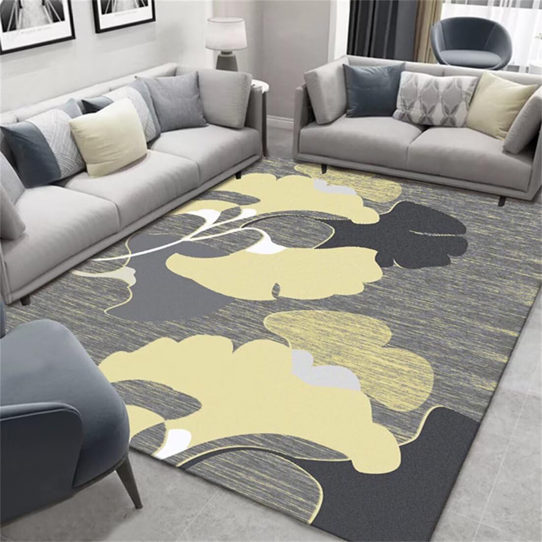 Tapis gris de chambre ado fille minimaliste et rectangulaire 200X300CM