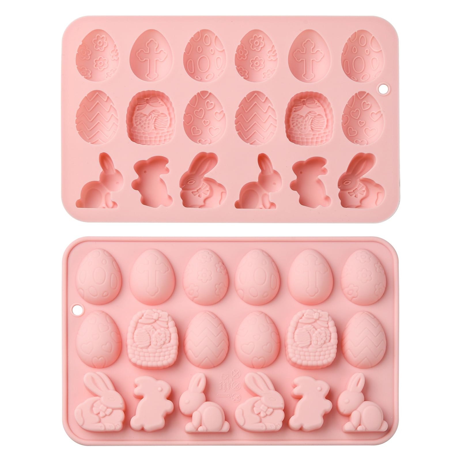 Stiesy 2Pcs 18 Cavity Easter Silicone Moulds Reusable 3D Cute Rabbit Animal Silicone Fondant Cake Mould Easter Egg Chocolate Baking Molds for DIY Soap Pudding Candy Creative Party Decor Gifts